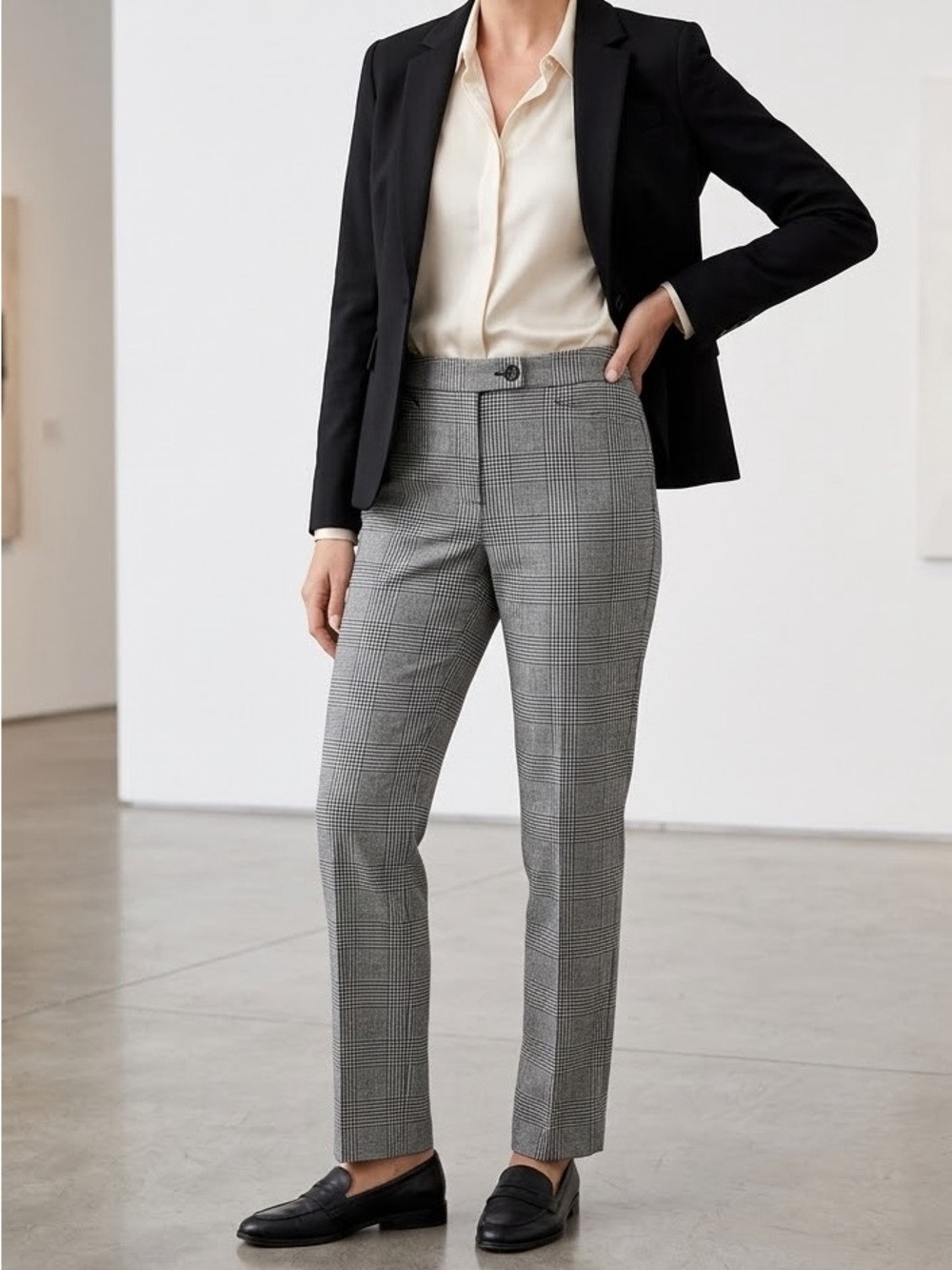 Talbots Herringbone Houndstooth Curvy Fit Wool Blend Trouser Pants Size 12
